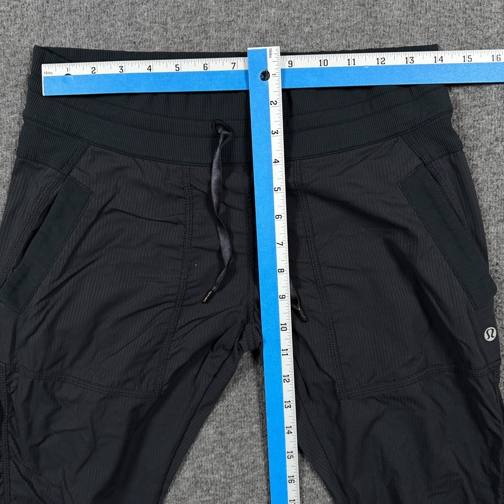 Lululemon Dance Studio Pants Womens 6 Black Charcoal Striped Mid Rise Ruched - Picture 7 of 9